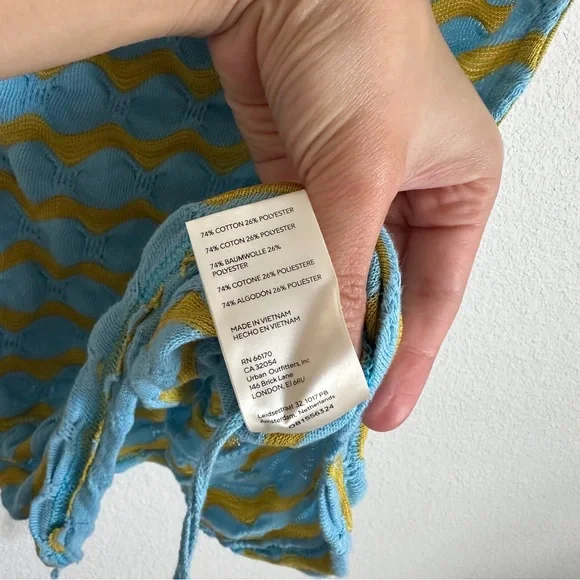 Free People Textured Sleeveless Top in Blue and Yellow - Picture 4 of 5